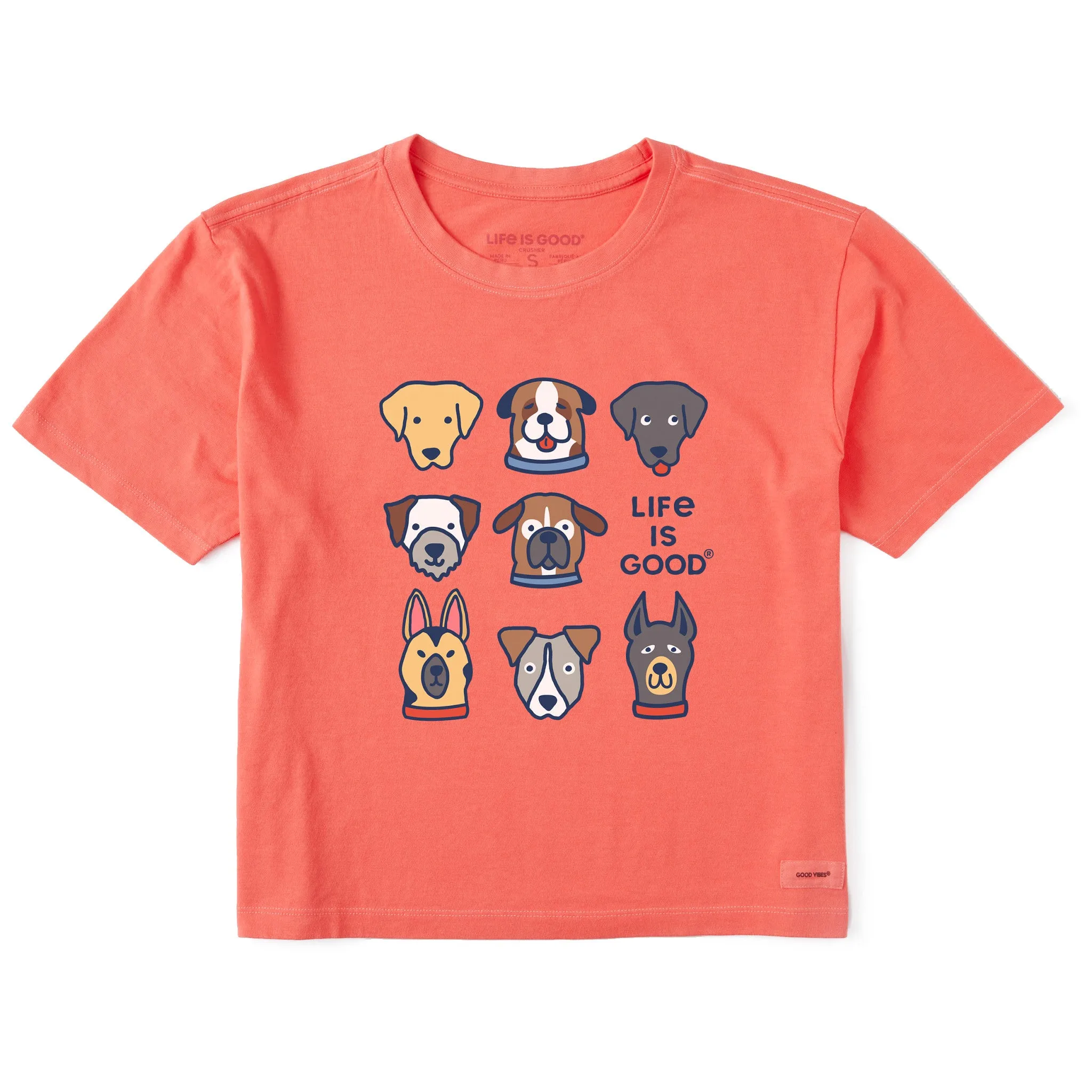 Women's Cute Dogs Short Sleeve Crusher Boxy Tee Life is Good