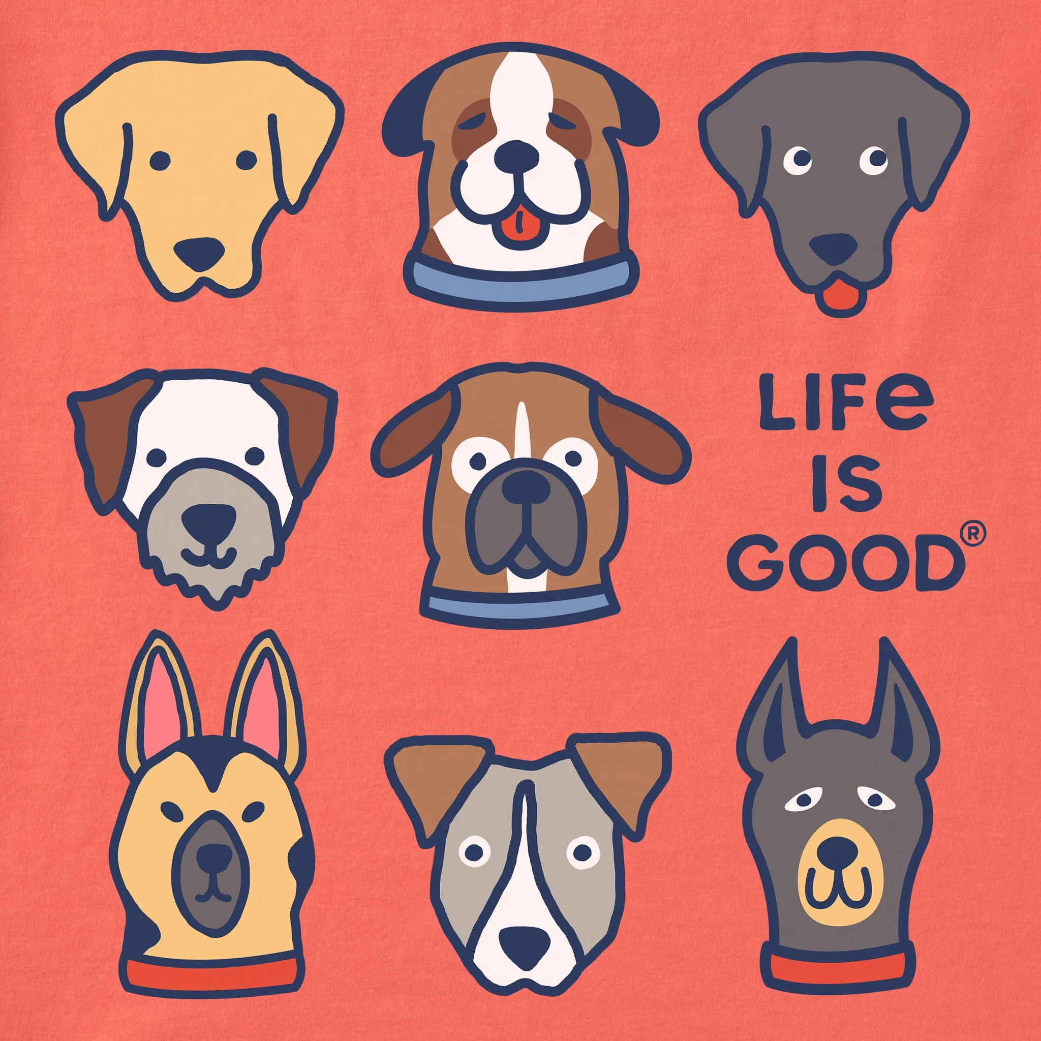 Women's Cute Dogs Short Sleeve Crusher Boxy Tee Life is Good