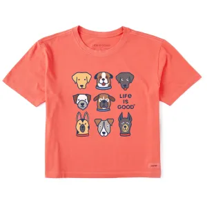 Women's Cute Dogs Short Sleeve Crusher Boxy Tee Life is Good