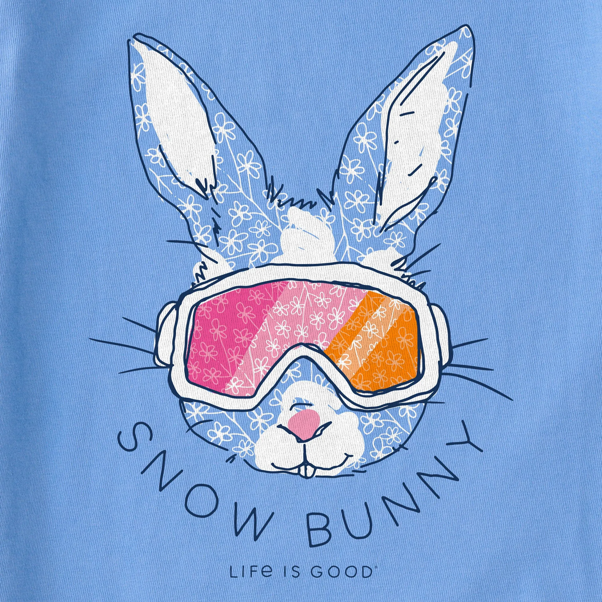 Women's Cute Snow Bunny Long Sleeve Crusher Vee Life is Good