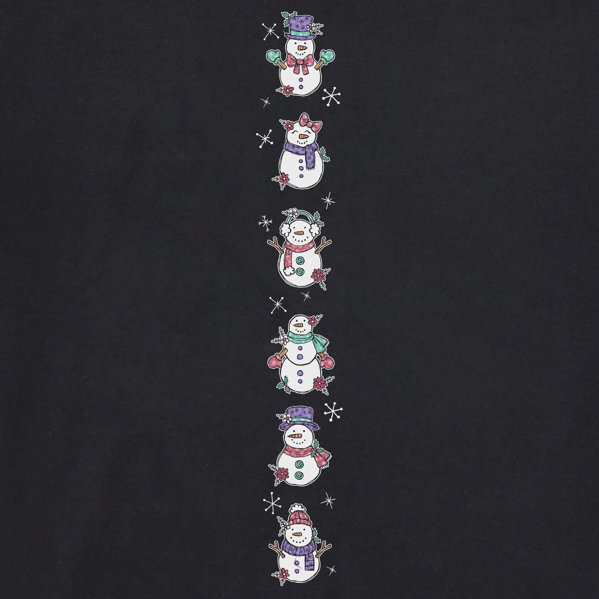 Women's Cute Snowmen Long Sleeve Crusher Tee Life is Good