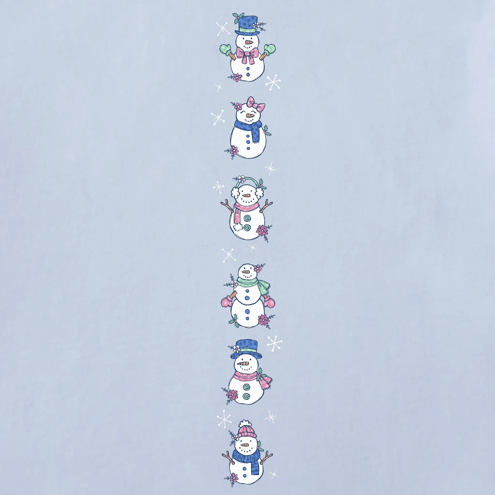 Women's Cute Snowmen Long Sleeve Crusher Tee Life is Good