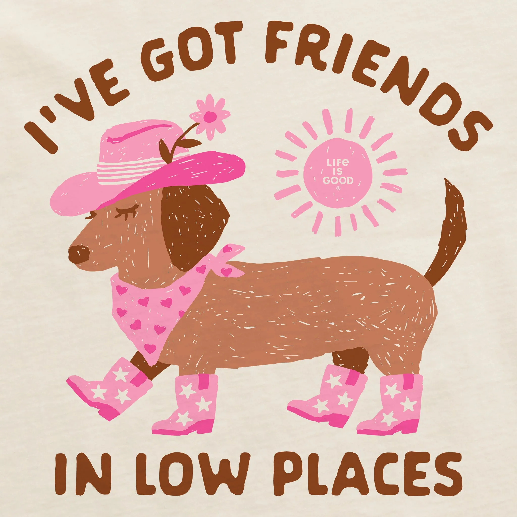 Women's Dachshund Friends Short Sleeve Crusher Boxy Tee Life is Good