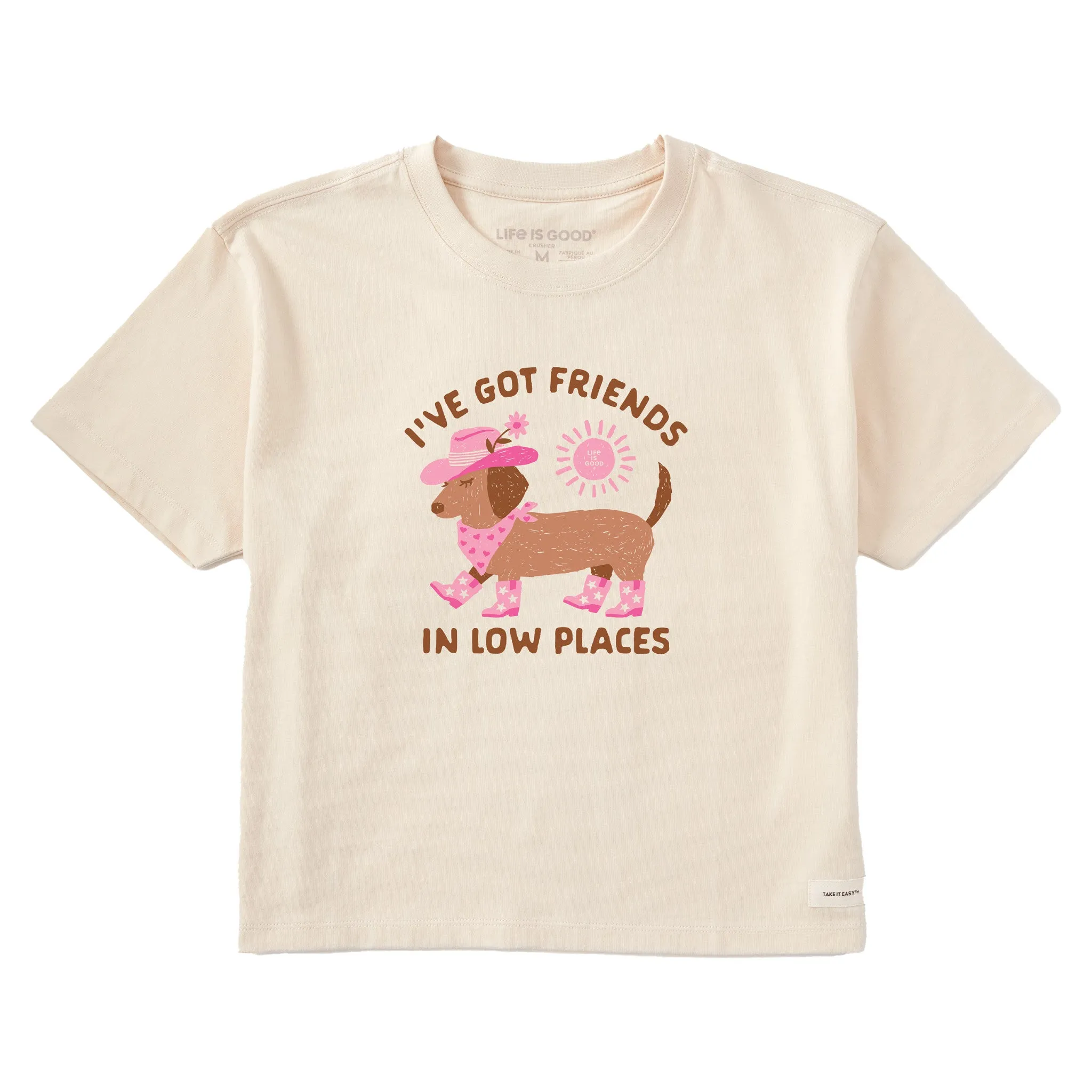 Women's Dachshund Friends Short Sleeve Crusher Boxy Tee Life is Good