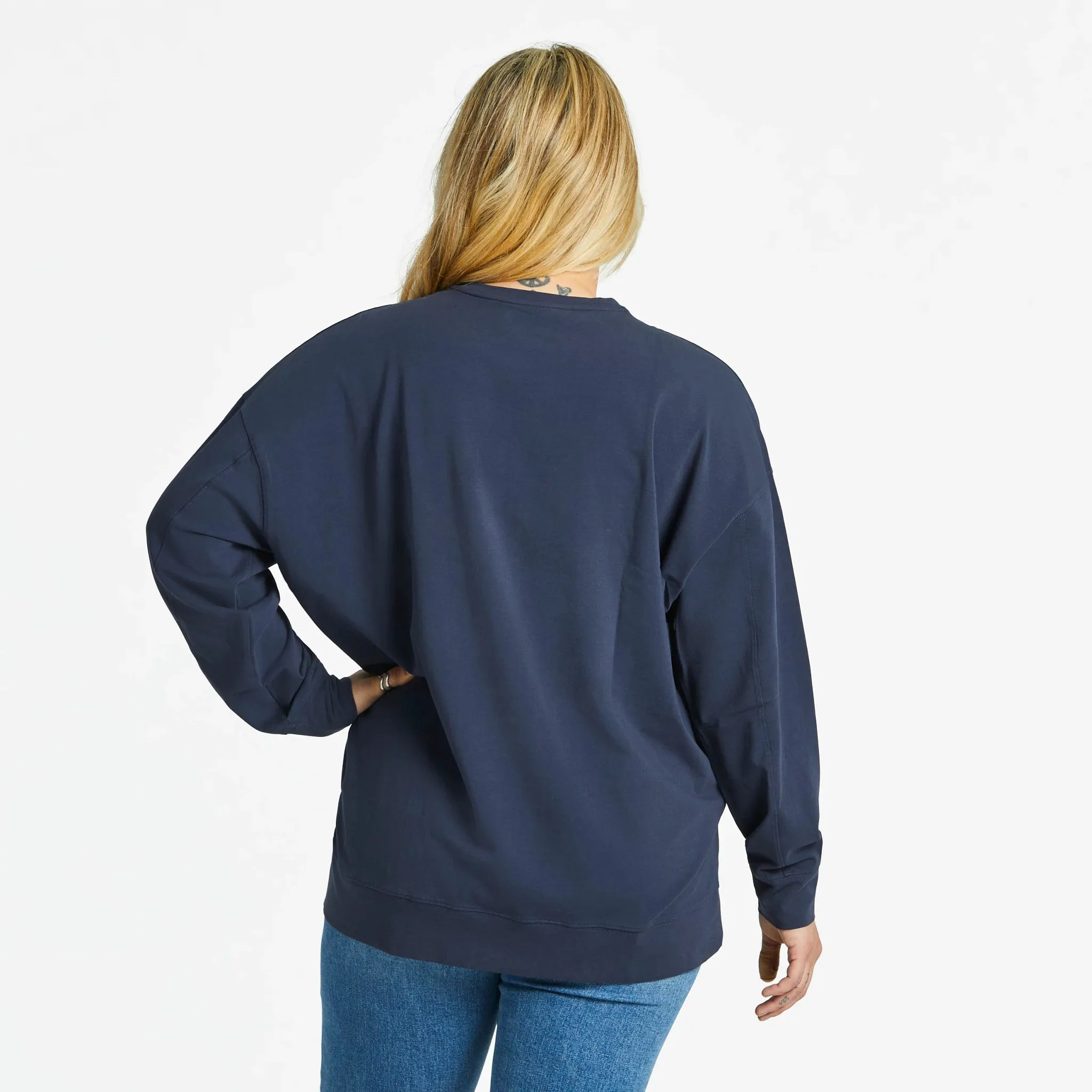 Women's Daisies Mandala Crusher-FLEX Oversized Crew Life is Good