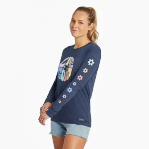 Women's Daisy Circle Psychedelic Long Sleeve Crusher Tee Life is Good