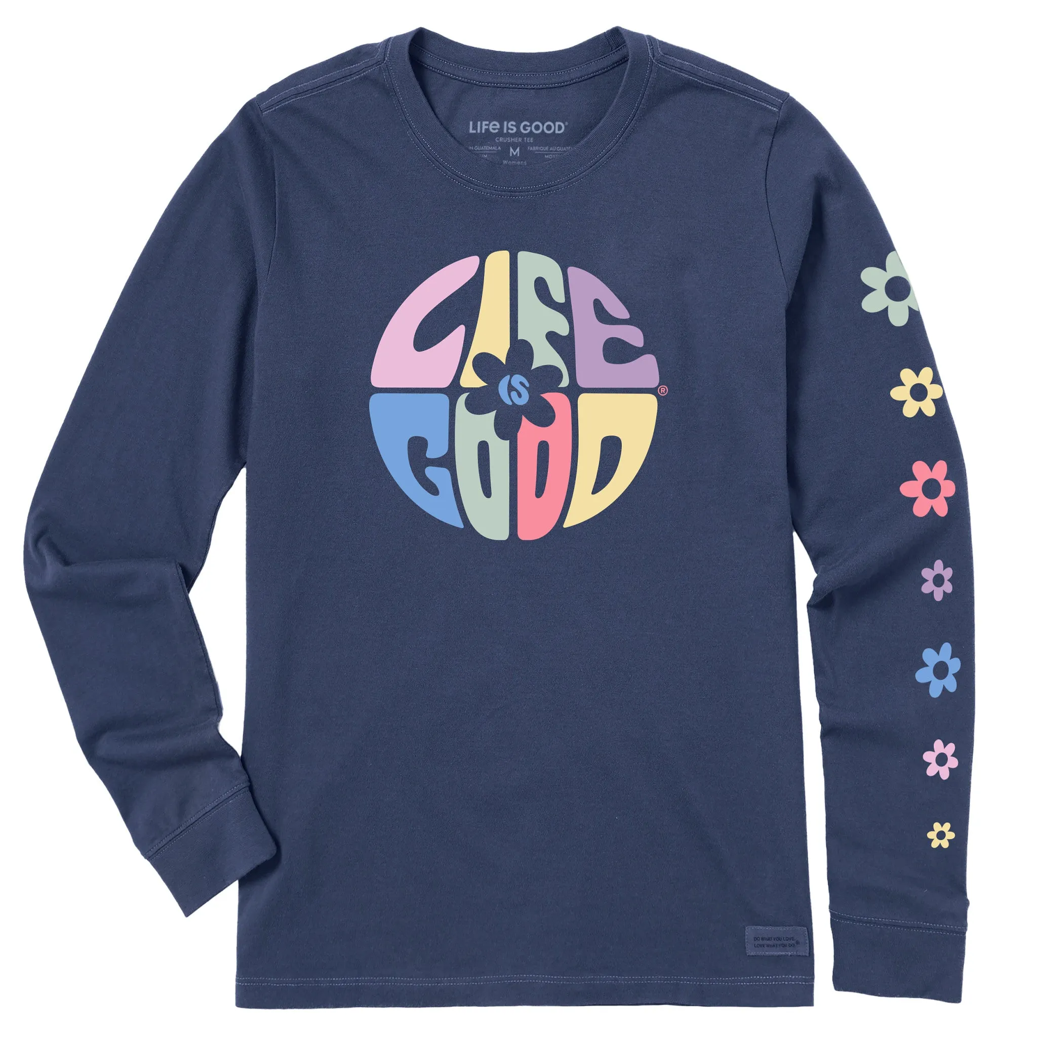 Women's Daisy Circle Psychedelic Long Sleeve Crusher Tee Life is Good