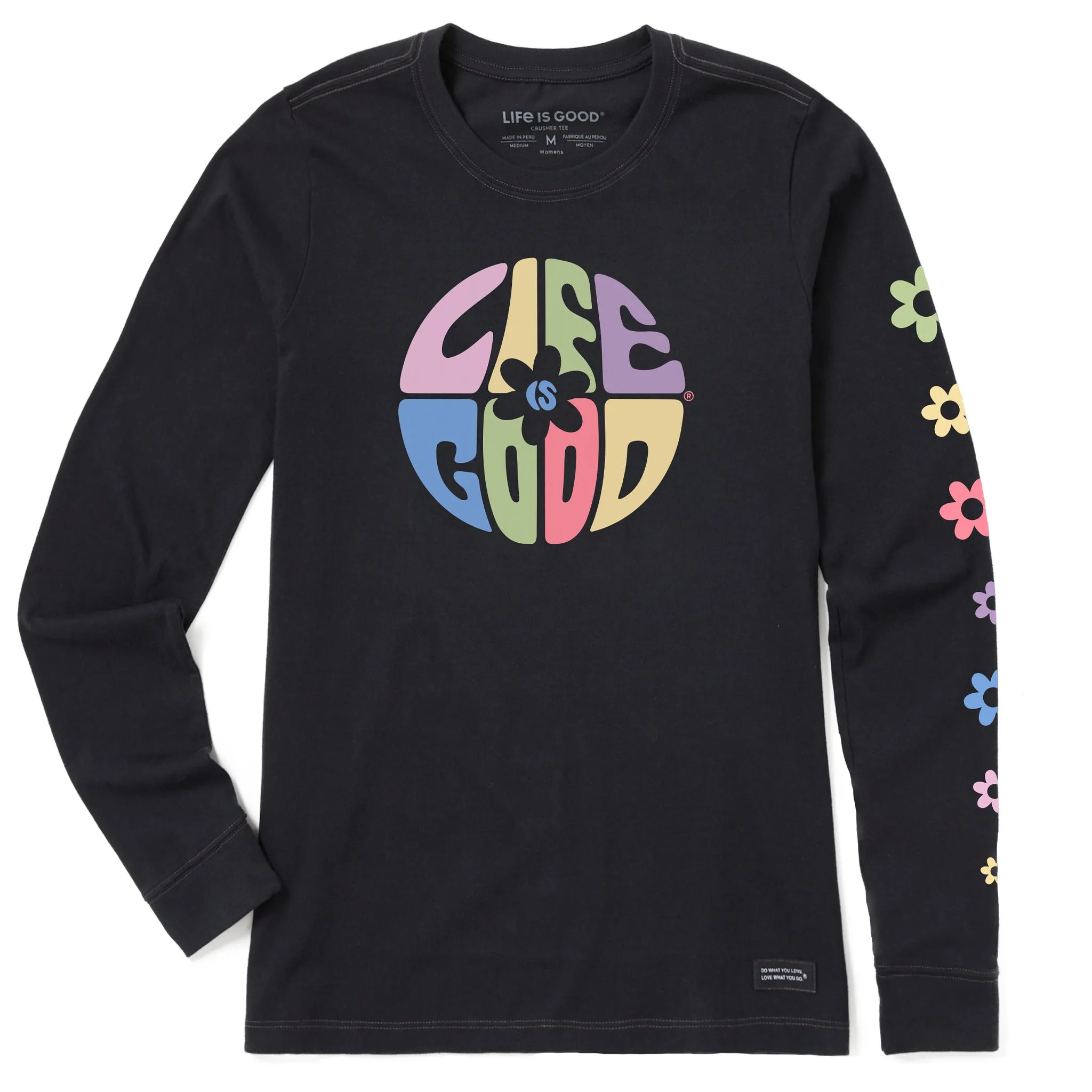 Women's Daisy Circle Psychedelic Long Sleeve Crusher Tee Life is Good