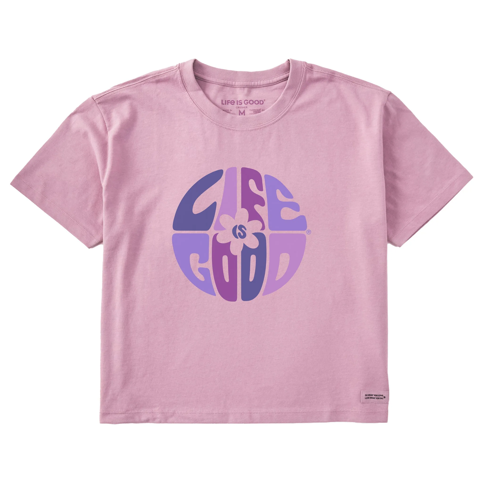 Women's Daisy Circle Psychedelic Short Sleeve Crusher Boxy Tee Life is Good