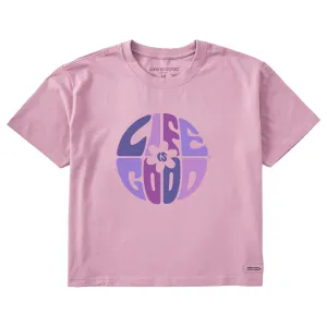 Women's Daisy Circle Psychedelic Short Sleeve Crusher Boxy Tee Life is Good