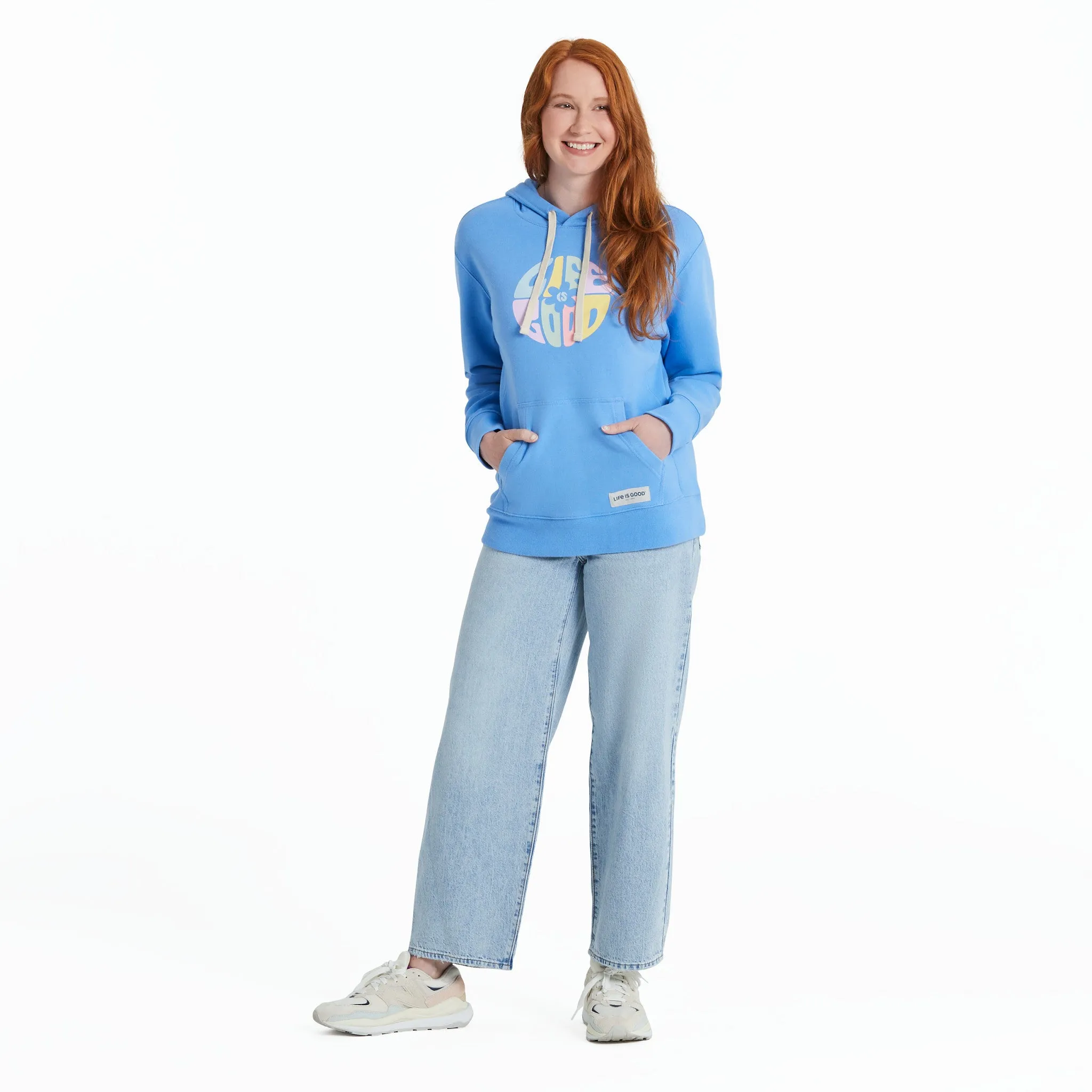 Women's Daisy Circle Psychedelic Simply True Fleece Hoodie Life is Good