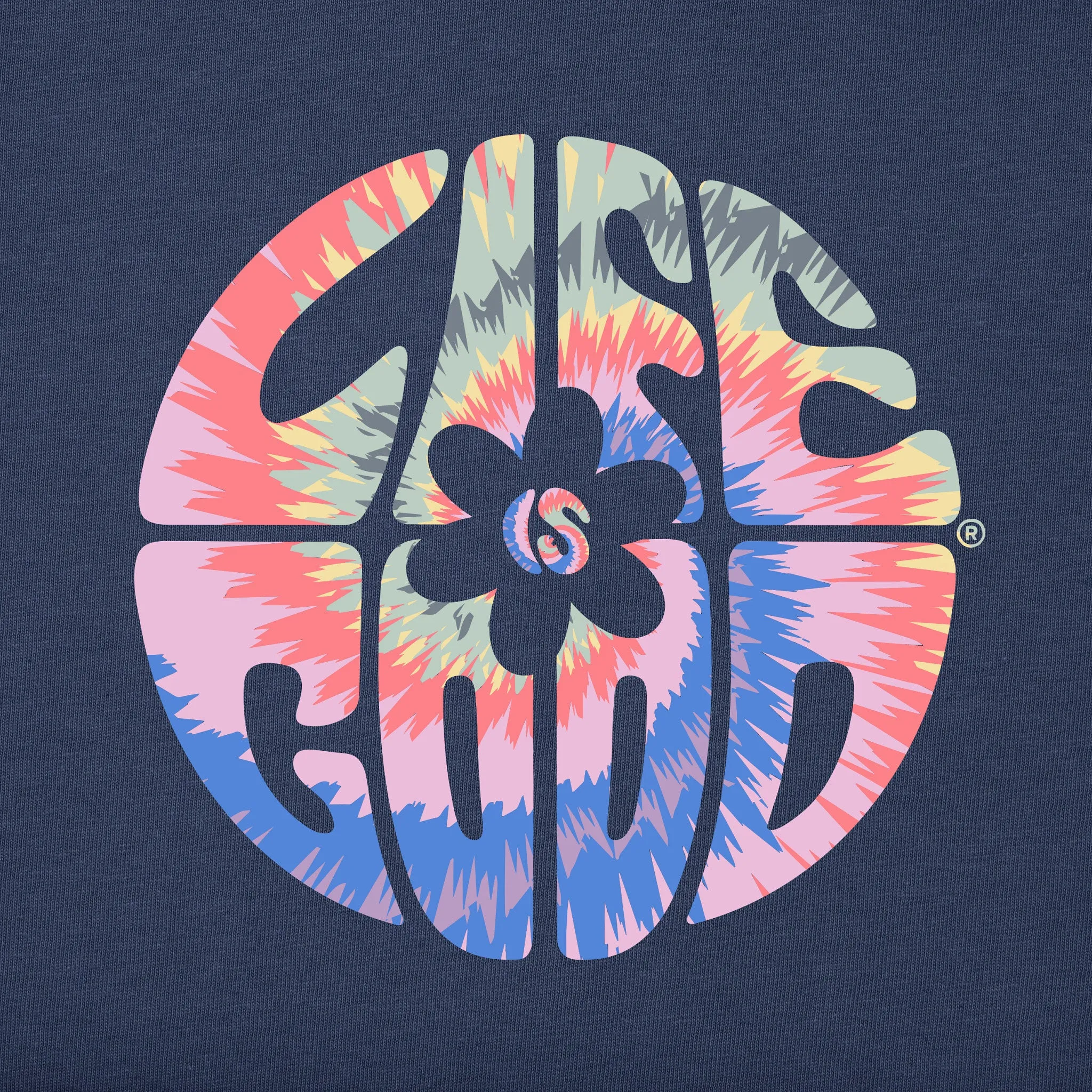 Women's Daisy Circle Tie Dye Short Sleeve Crusher Boxy Tee Life is Good