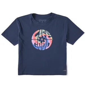 Women's Daisy Circle Tie Dye Short Sleeve Crusher Boxy Tee Life is Good