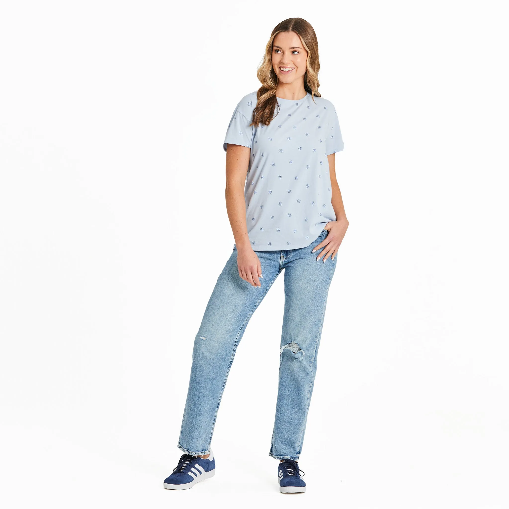 Women's Daisy Ditsy Pattern Crusher-LITE Easy Tee Life is Good