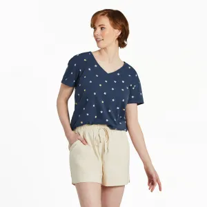 Women's Daisy Ditsy Pattern Crusher-LITE Easy Vee Life is Good