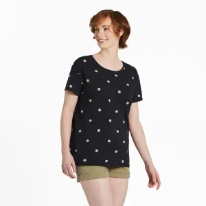 Women's Daisy Dot Pattern Crusher-LITE Easy Tee Life is Good