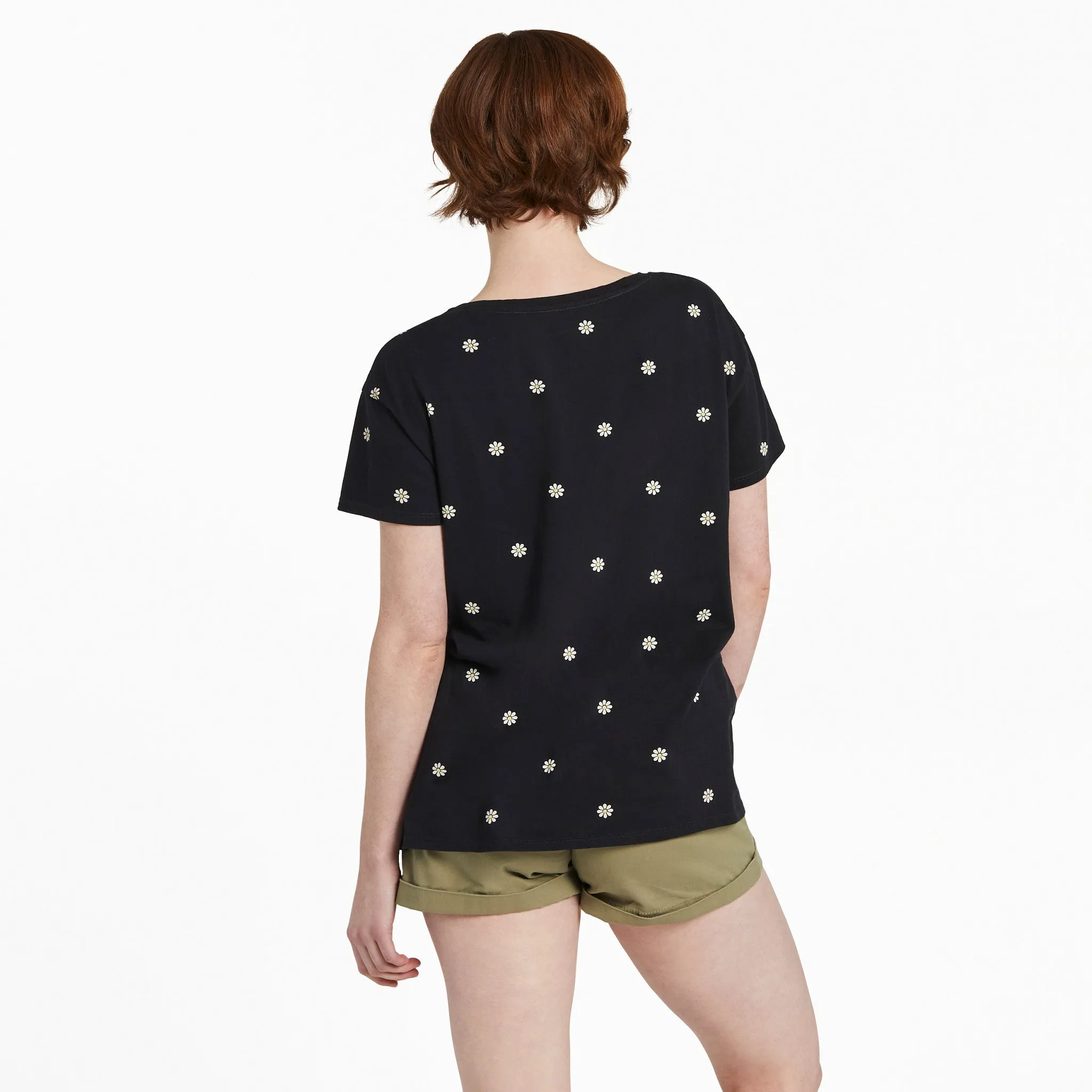 Women's Daisy Dot Pattern Crusher-LITE Easy Tee Life is Good