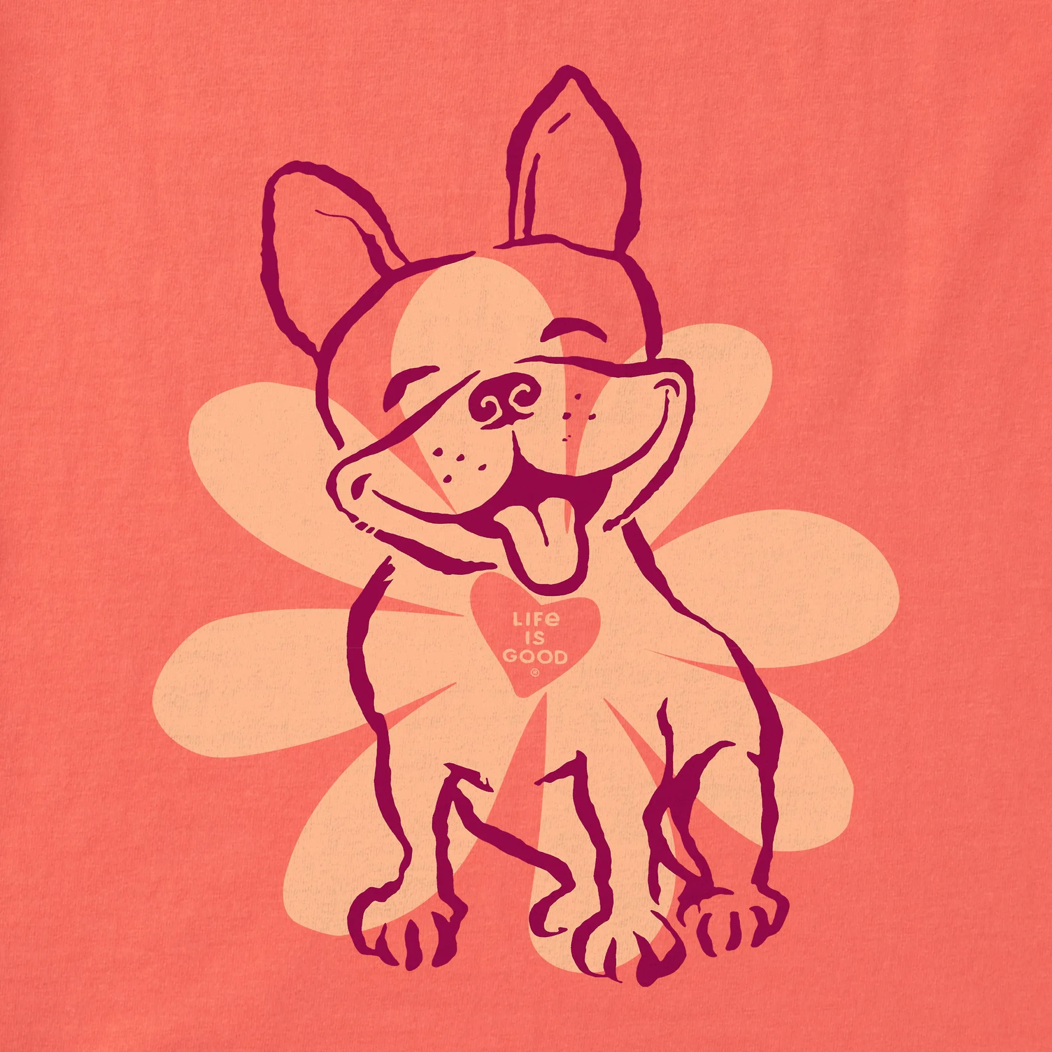 Women's Daisy French Bull Dog Short Sleeve Crusher Tee Life is Good