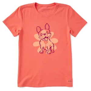 Women's Daisy French Bull Dog Short Sleeve Crusher Tee Life is Good