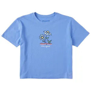 Women's Daisy Garden Short Sleeve Crusher Boxy Tee Life is Good