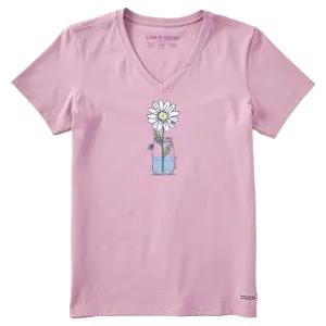 Women's Daisy Jar Short Sleeve Crusher Vee Life is Good