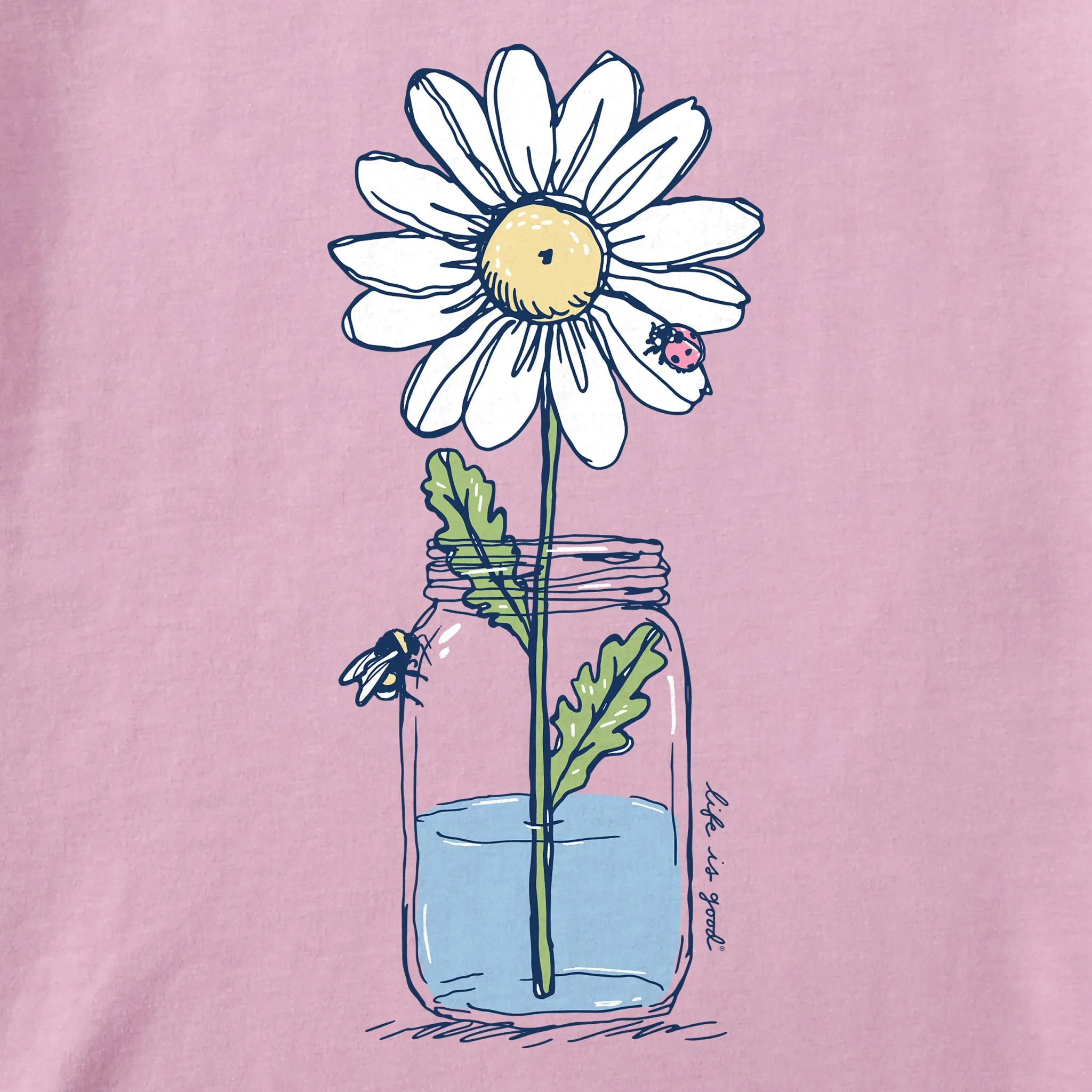 Women's Daisy Jar Short Sleeve Crusher Vee Life is Good