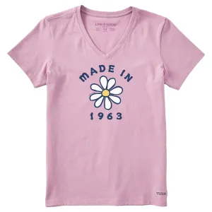 Women's Daisy Made in 1963 Short Sleeve Crusher Vee Life is Good