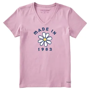 Women's Daisy Made in 1983 Short Sleeve Crusher Vee Life is Good