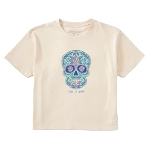 Women's Daisy Skull Short Sleeve Crusher Boxy Tee Life is Good