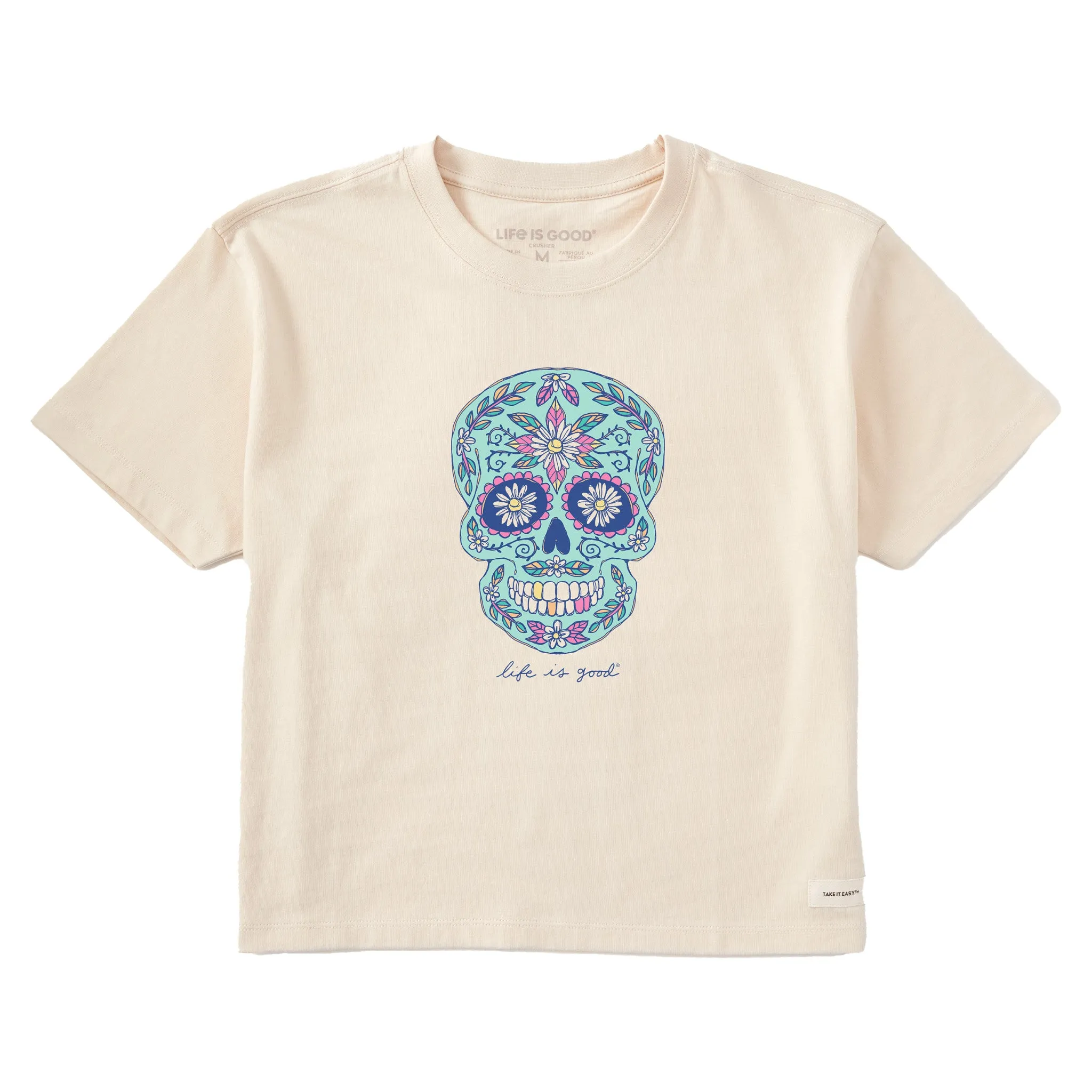 Women's Daisy Skull Short Sleeve Crusher Boxy Tee Life is Good