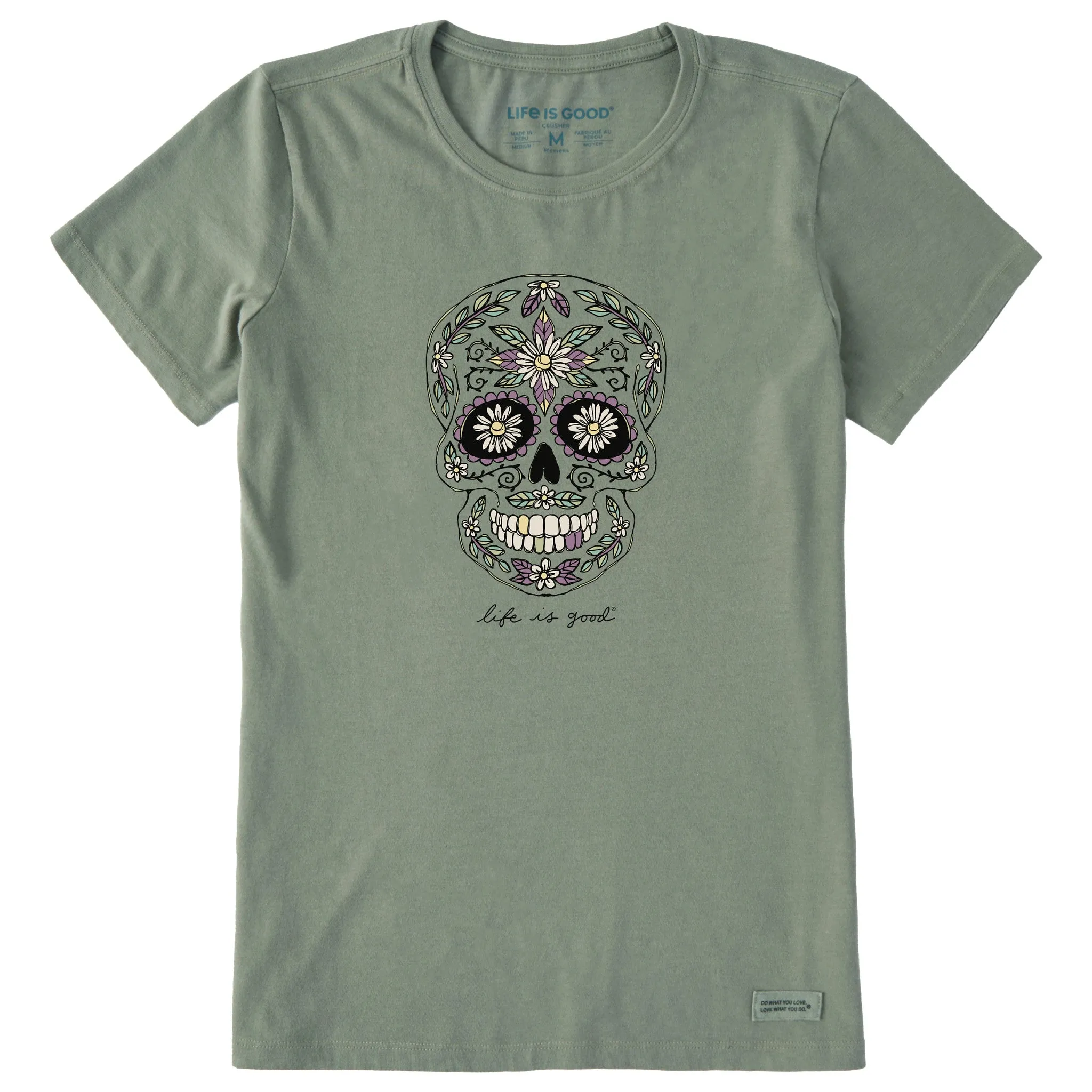 Women's Daisy Skull Short Sleeve Crusher Tee Life is Good