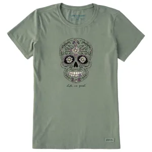 Women's Daisy Skull Short Sleeve Crusher Tee Life is Good