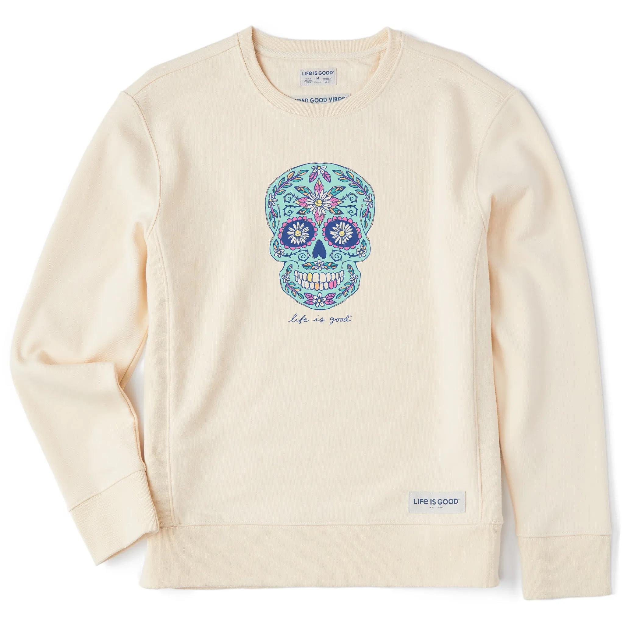 Women's Daisy Skull Simply True Crew Life is Good