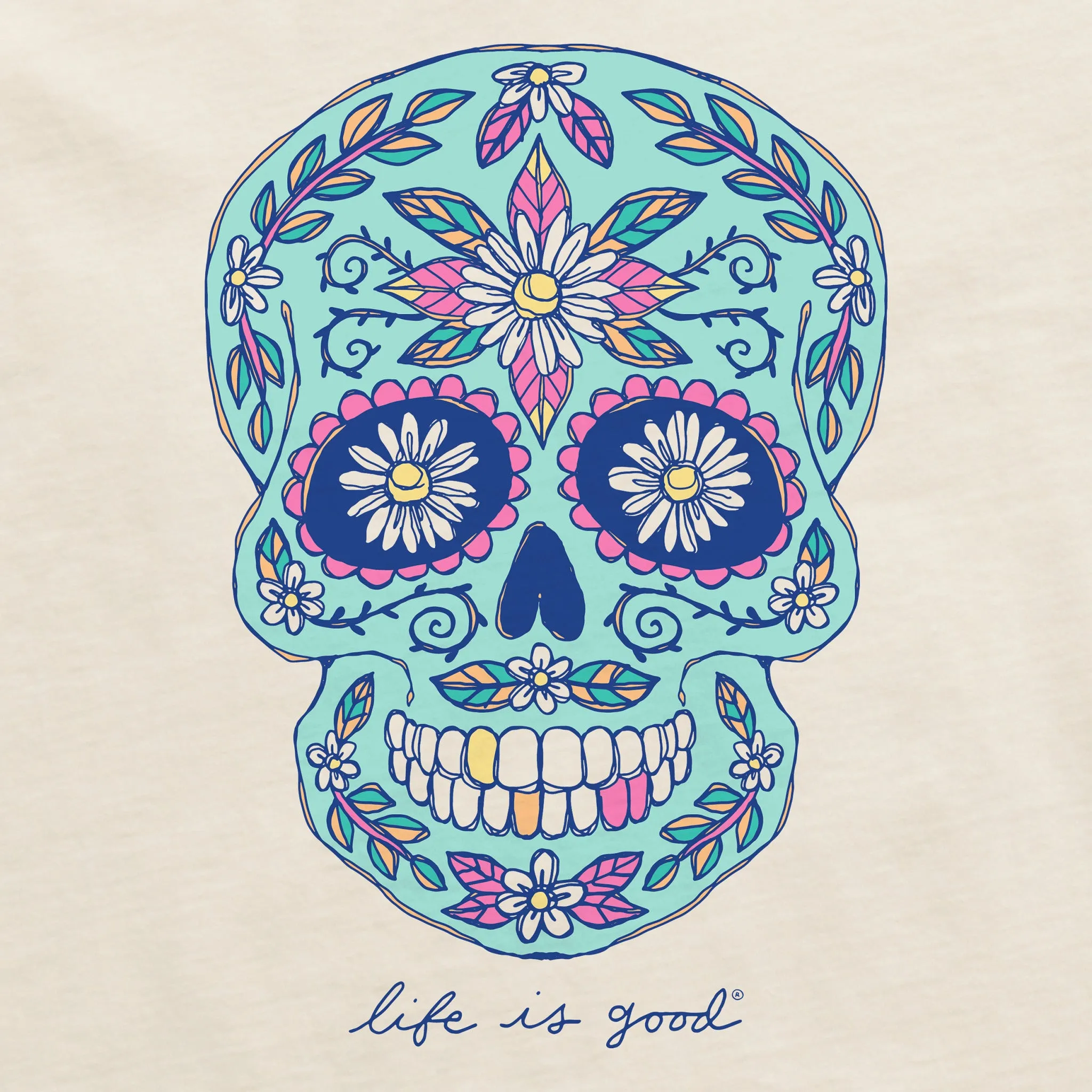 Women's Daisy Skull Simply True Crew Life is Good