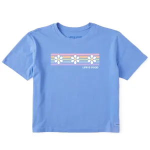 Women's Daisy Stripes Short Sleeve Crusher Boxy Tee Life is Good