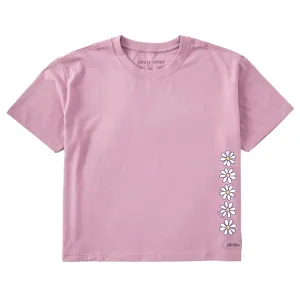 Women's Daisy Vertical Chain Short Sleeve Crusher Boxy Tee Life is Good