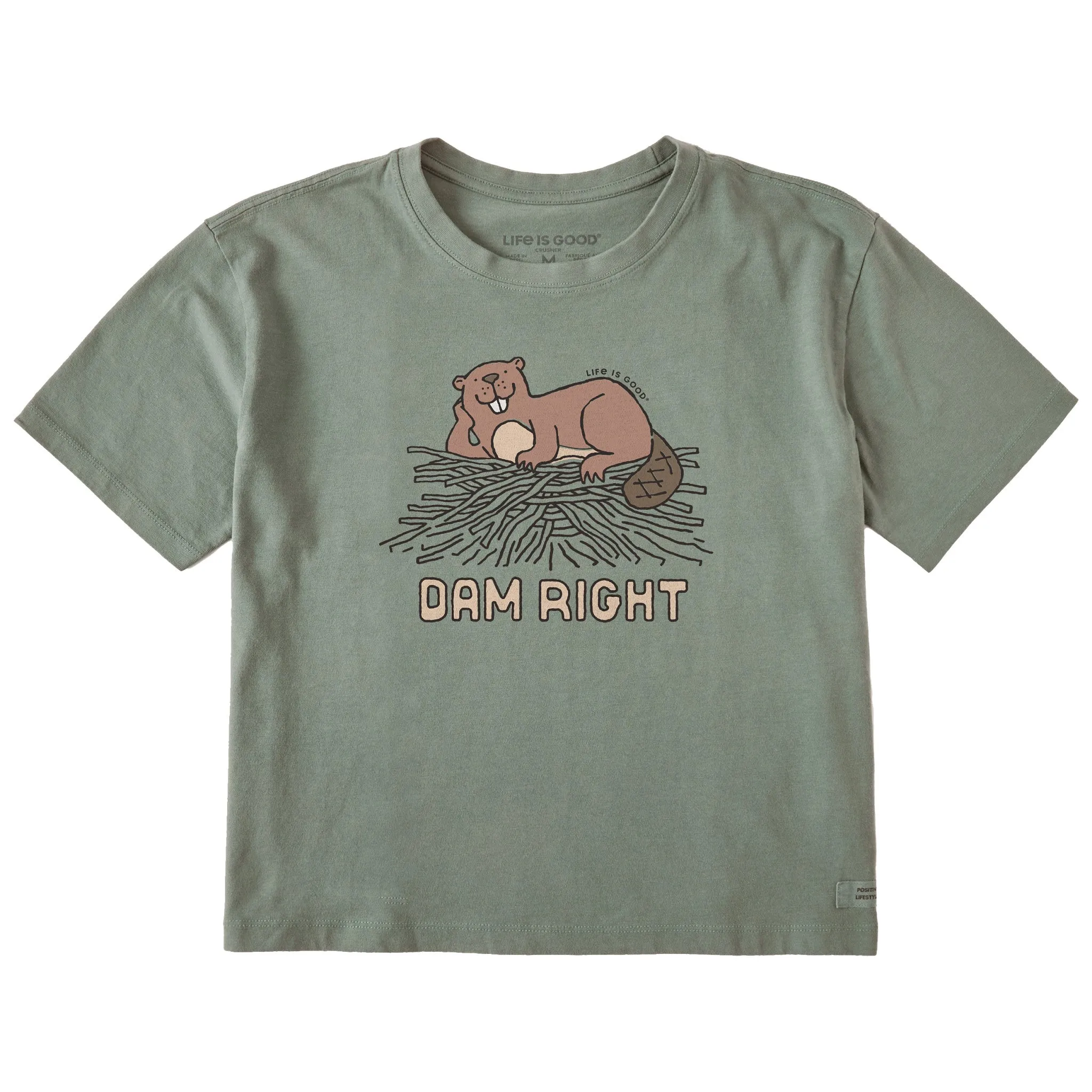 Women's Dam Right Beaver Short Sleeve Crusher Boxy Tee Life is Good