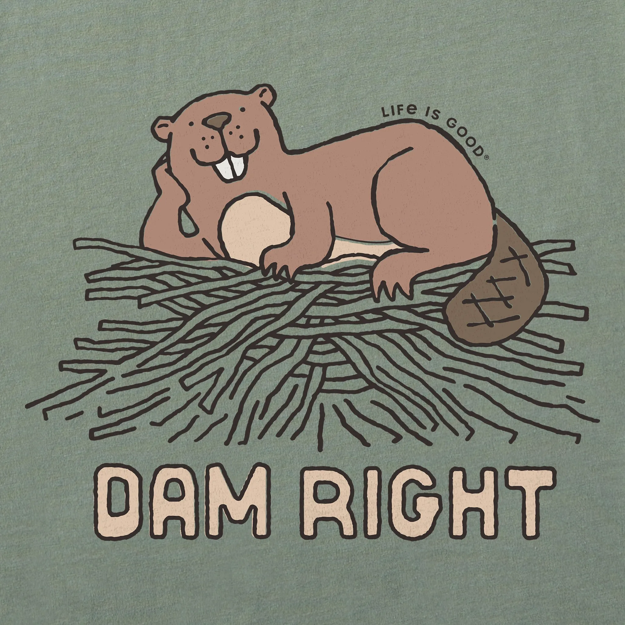 Women's Dam Right Beaver Short Sleeve Crusher Boxy Tee Life is Good