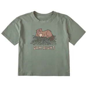 Women's Dam Right Beaver Short Sleeve Crusher Boxy Tee Life is Good