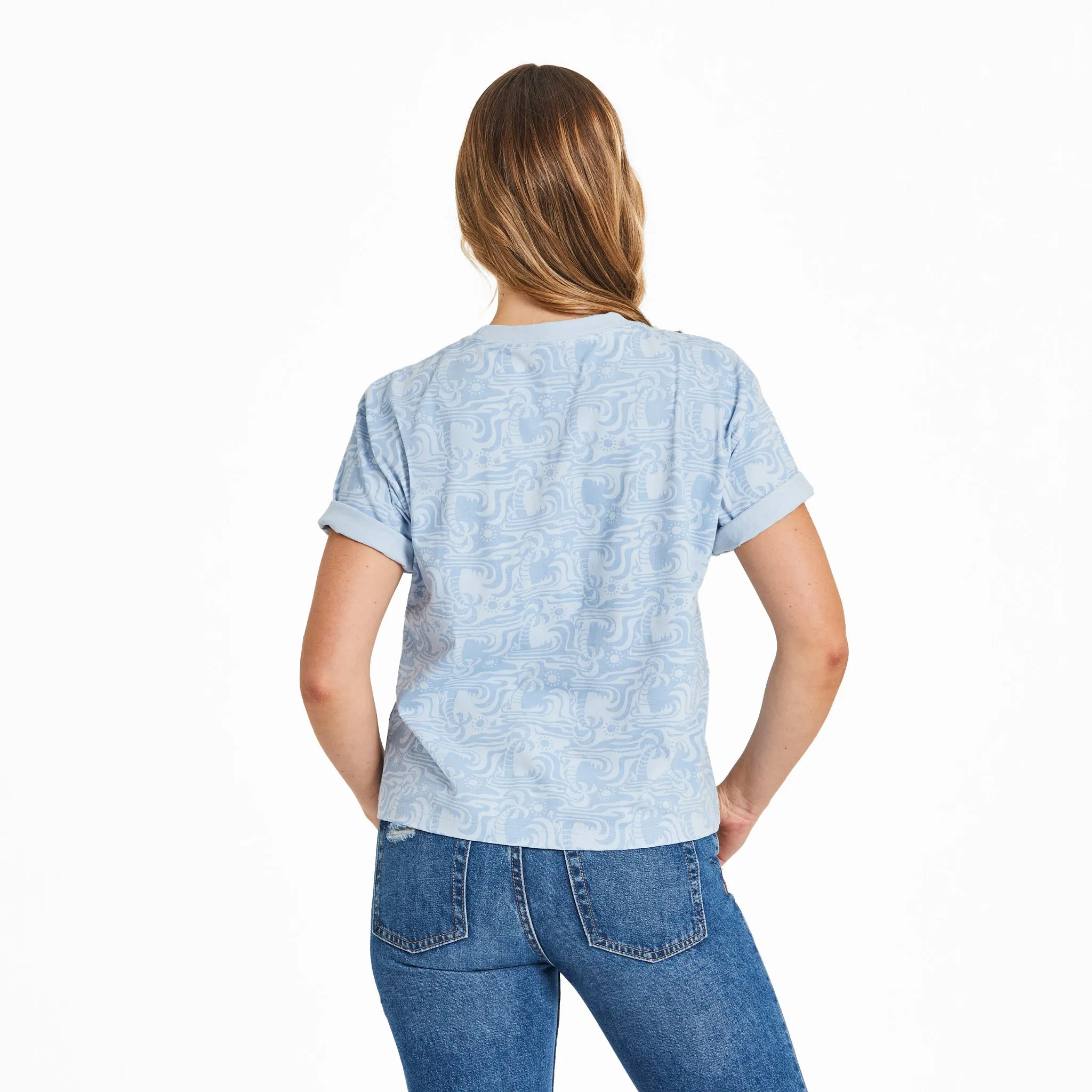 Women's Day In Paradise Pattern Short Sleeve Crusher Boxy Tee Life is Good