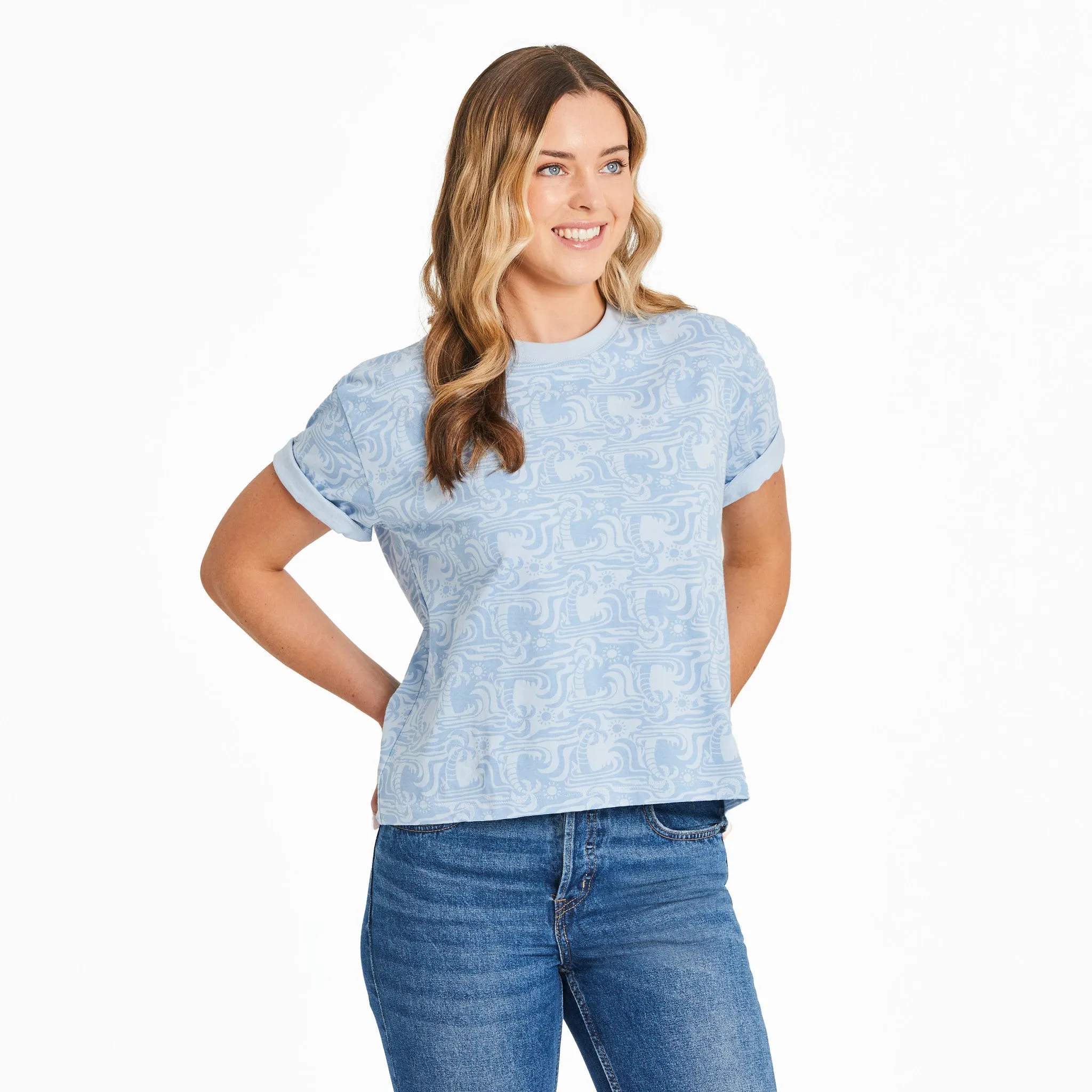 Women's Day In Paradise Pattern Short Sleeve Crusher Boxy Tee Life is Good