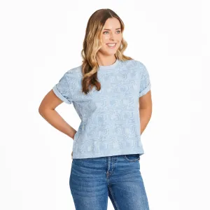 Women's Day In Paradise Pattern Short Sleeve Crusher Boxy Tee Life is Good