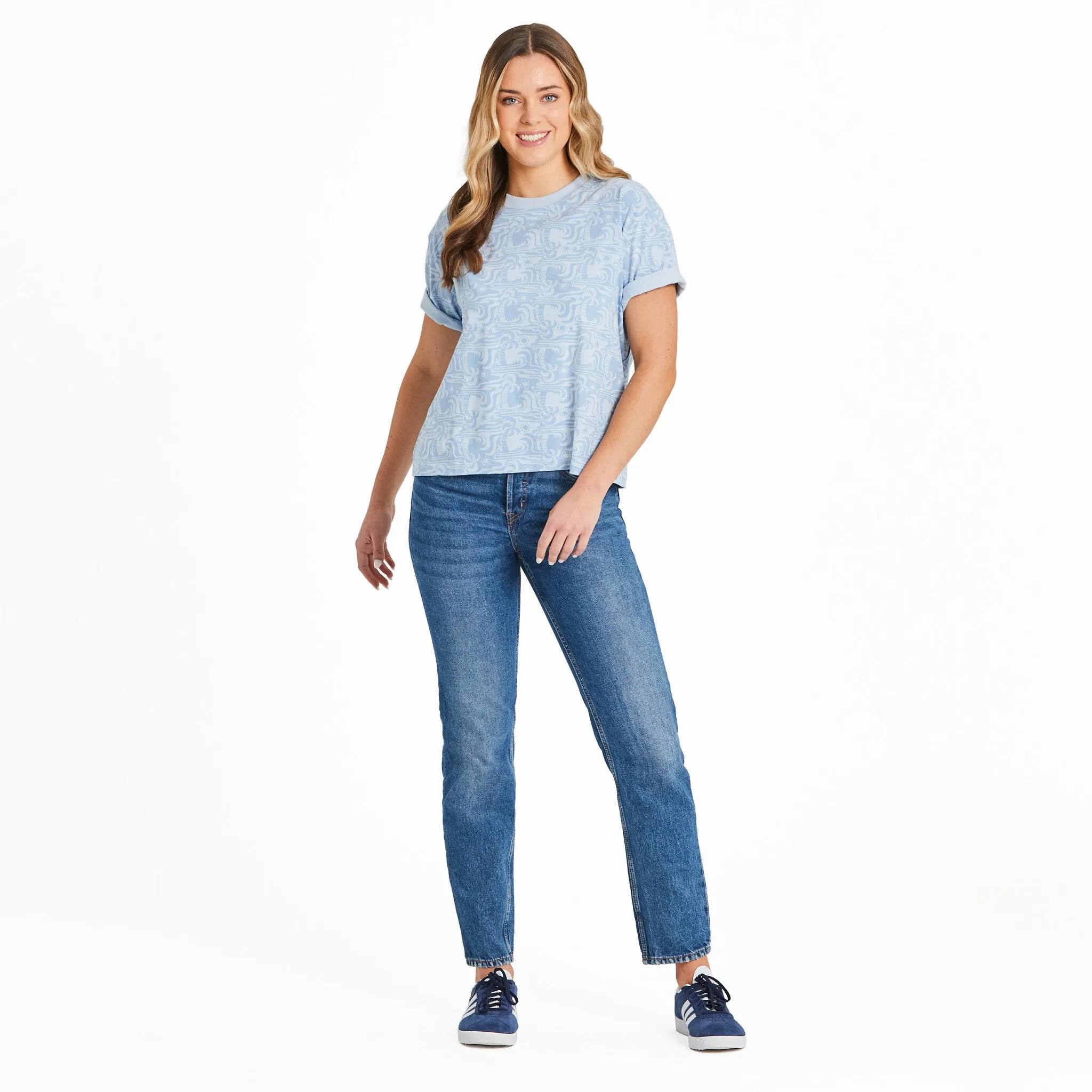 Women's Day In Paradise Pattern Short Sleeve Crusher Boxy Tee Life is Good
