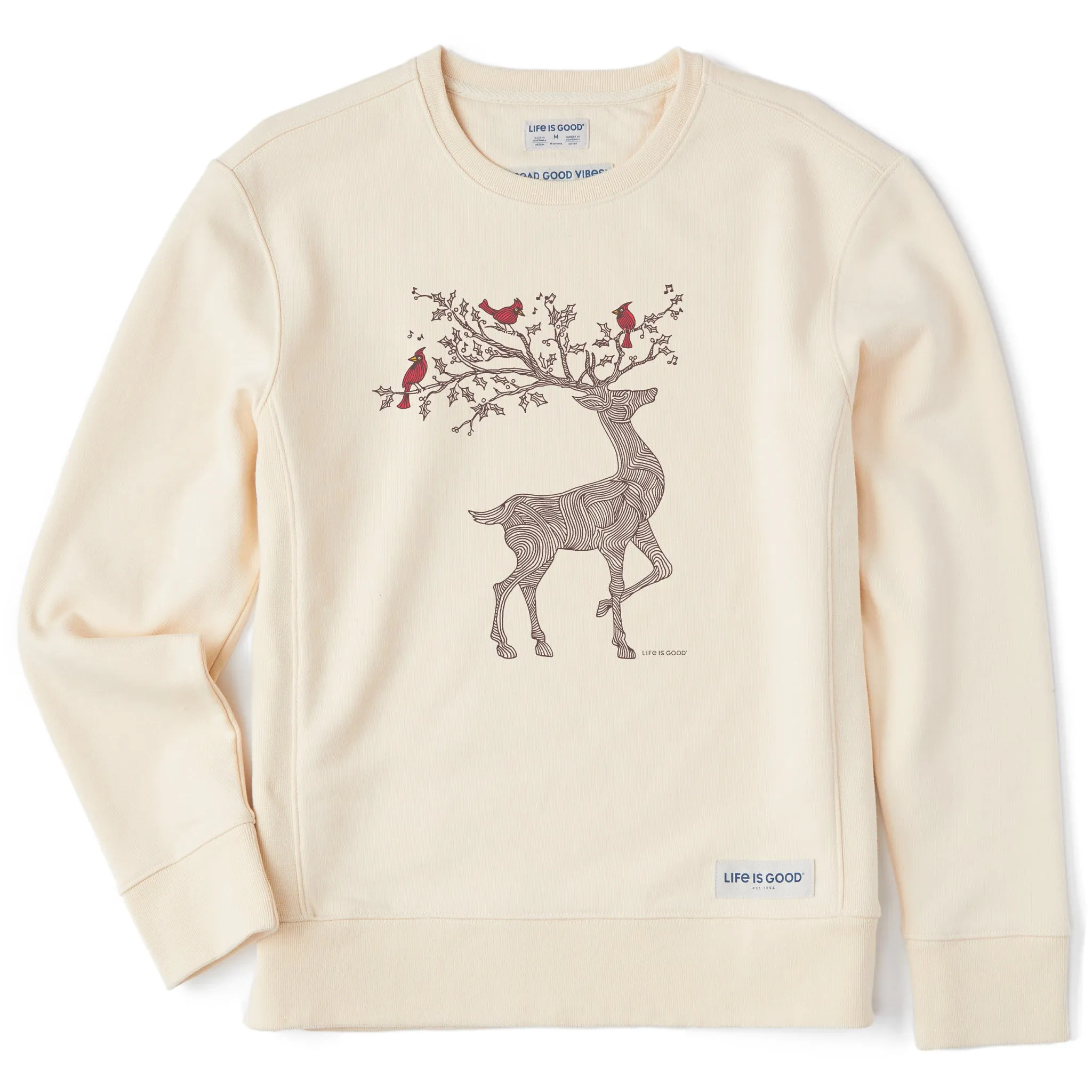 Women's Dear Cardinals Simply True Fleece Crew Life is Good