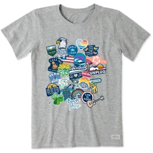 Women's Decal Collage Short Sleeve Crusher Tee Life is Good