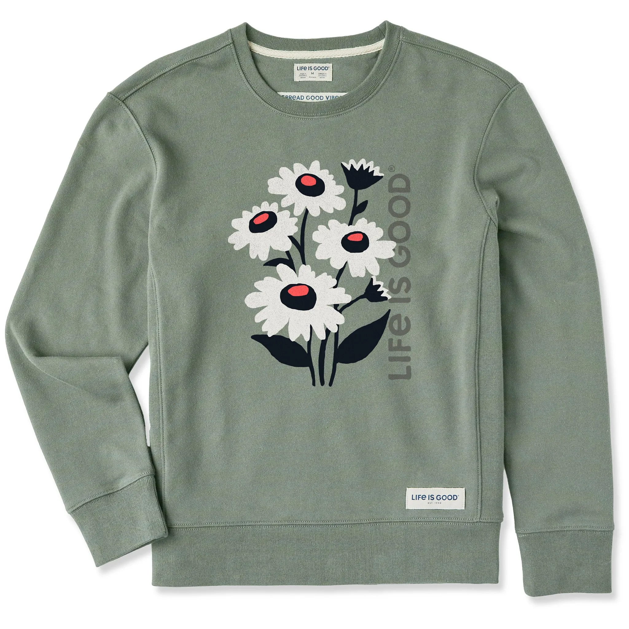 Women's Delightful Flowers Simply True Fleece Crew Life is Good