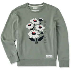 Women's Delightful Flowers Simply True Fleece Crew Life is Good