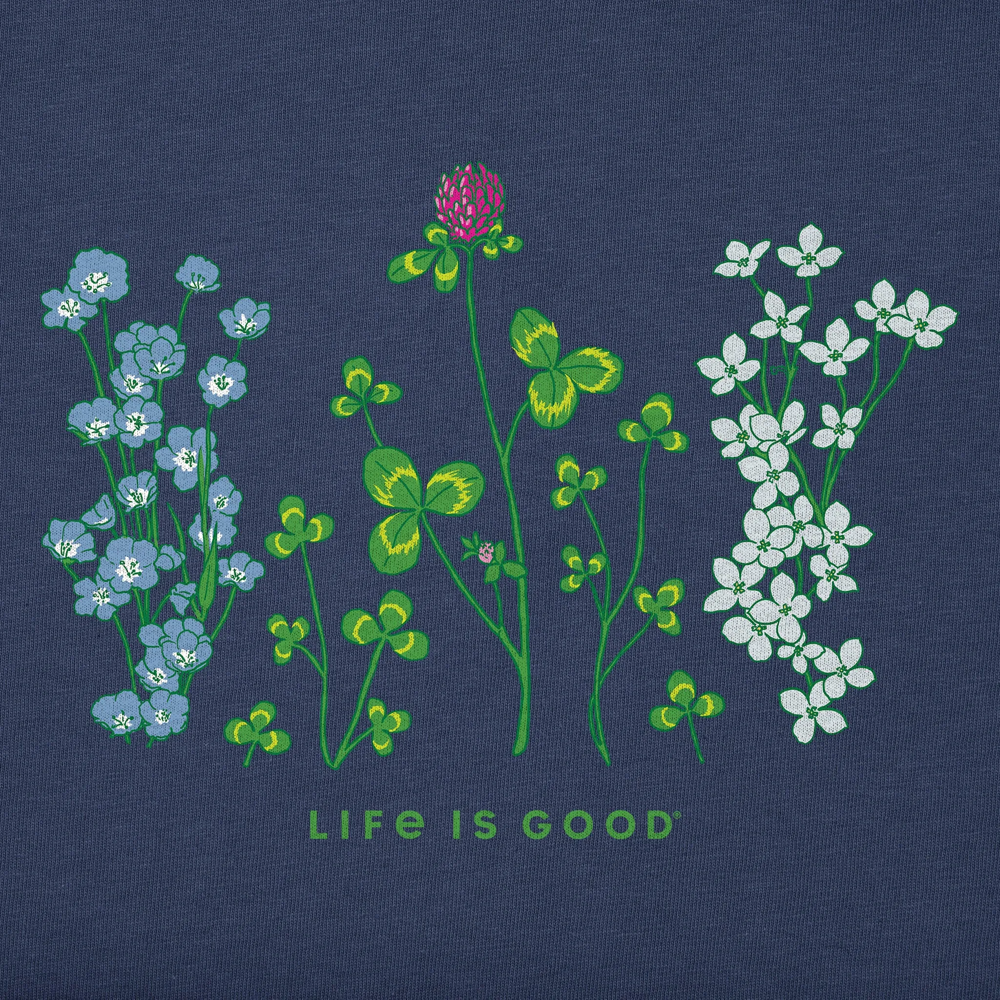 Women's Detailed Clovers and Wildflowers Crusher Tank Life is Good