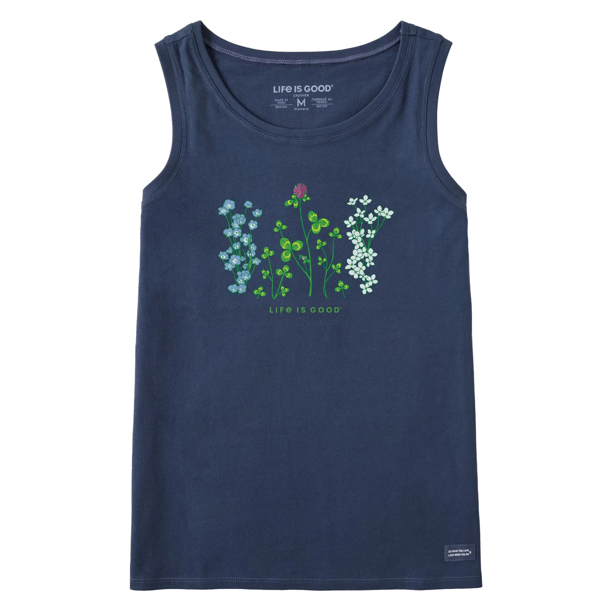 Women's Detailed Clovers and Wildflowers Crusher Tank Life is Good