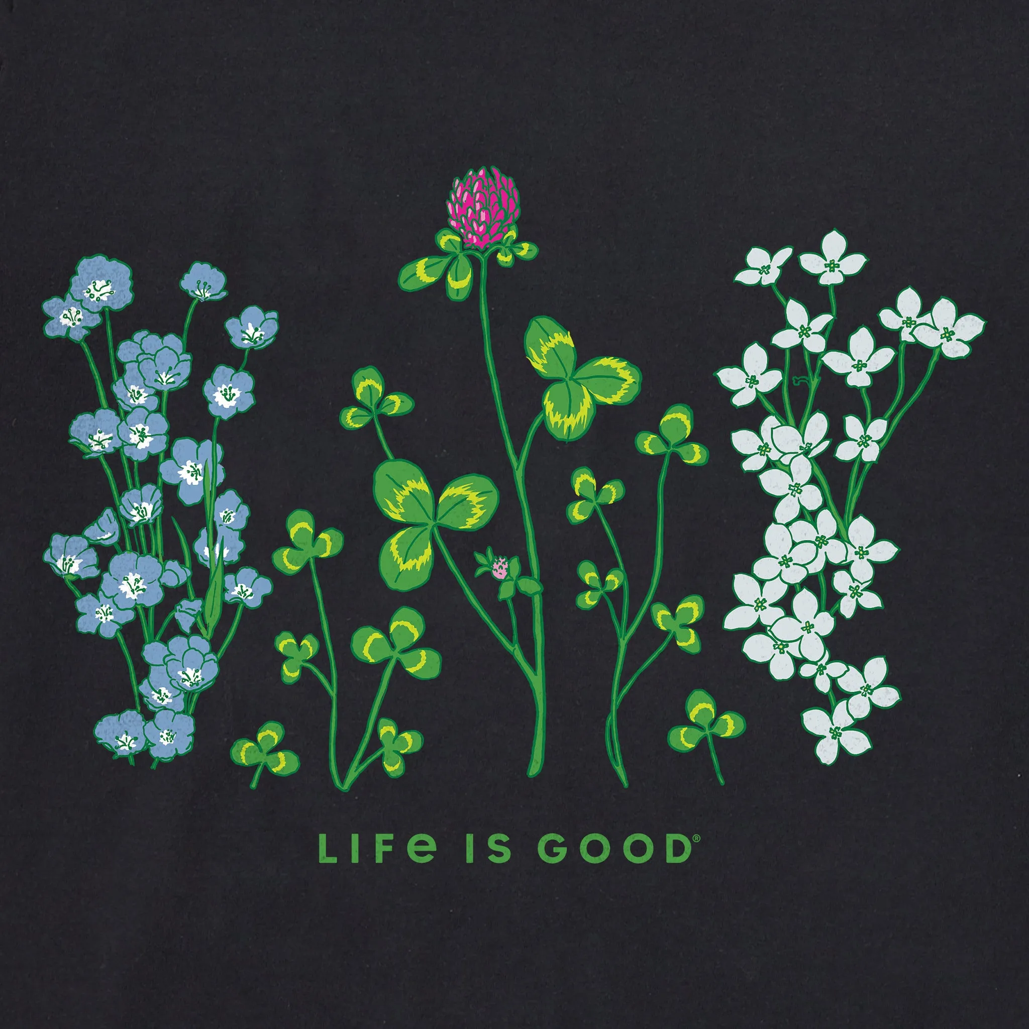 Women's Detailed Clovers and Wildflowers Crusher Tank Life is Good